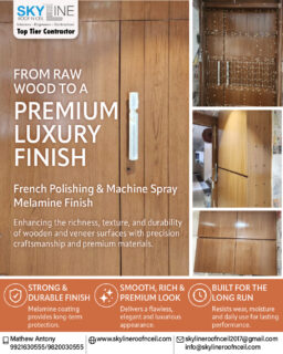 ✨ From surface preparation to a flawless luxury finish — every detail matters.

Our French Polishing & Machine Spray Melamine process is designed to enhance the richness, smoothness, and durability of wooden and veneer surfaces while delivering a premium, elegant appearance that lasts for years.

✔ Rich Wood Texture
✔ Smooth Premium Finish
✔ Durable Protective Coating
✔ Precision Craftsmanship

Contact Skyline Roof 'n' Ceil today to discuss your project.
📞 Call Mr. Mathew Antony: 9921630555 / 9820030555
📩 skylineroofnceil2017@gmail.com
🌐 www.skylineroofnceil.com

Like and follow us on Instagram, Facebook, YouTube, Linkedin & Pinterest

#pune #PCMC #FrenchPolishing #MelamineFinish #WoodPolish #InteriorFinishing #LuxuryInteriors #FurniturePolishing #WoodFinish #PuneInteriors #PuneContractor