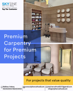 Premium Carpentry for Premium Projects

At Skyline Roof ’N’ Ceil, carpentry isn’t just about woodwork—it’s about precision, durability, and finish that elevates your entire space.

Every panel is measured accurately.
Every joint aligned perfectly.
Every finish completed with care.

No gaps. No shortcuts. Only quality craftsmanship built to last.

✅  If you’re looking for expert carpentry that adds real value to your home or project, you’re in the right place.

📌 Get in touch with Skyline Roof ’N’ Ceil today
and experience carpentry you can truly trust.

Connect: Skyline Roof ‘N’ Ceil:
📞 9820030555
📩 skylineroofnceil2017@gmail.com
🌐 www.skylineroofnceil.com

Like and follow us on Instagram, Facebook, YouTube, Linkedin

#pune #TopTierContractor #PuneProjects #PremiumCarpentry #QualityCraftsmanship #CustomCarpentry #InteriorExperts